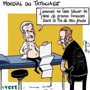 Impression dessin Tatouage prison et Sarkozy