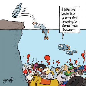 Impression dessin Une bouteille à la terre